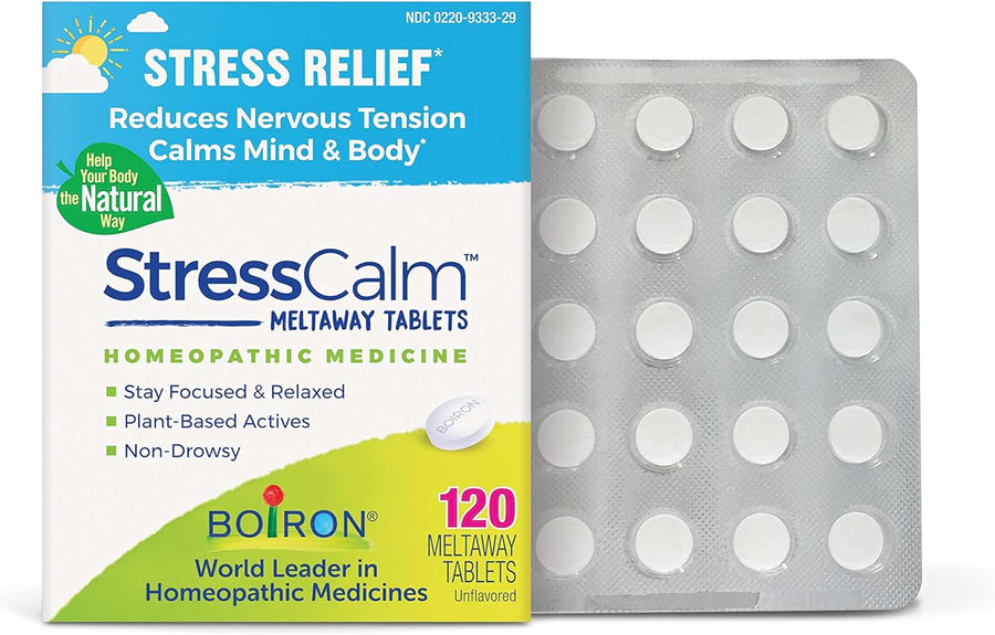 Boiron StressCalm Tablets for Relief of Stress, Anxiousness, Nervousness, Irritability, and Fatigue - 120 Count