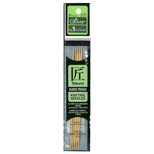 CLO3014-1 5" Takumi Bamboo Knitting Needles Double Pointed No. 1 (2.25mm)